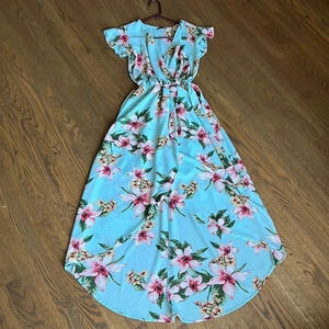 Scobe Floral high low faux wrap dress with side tie size Small